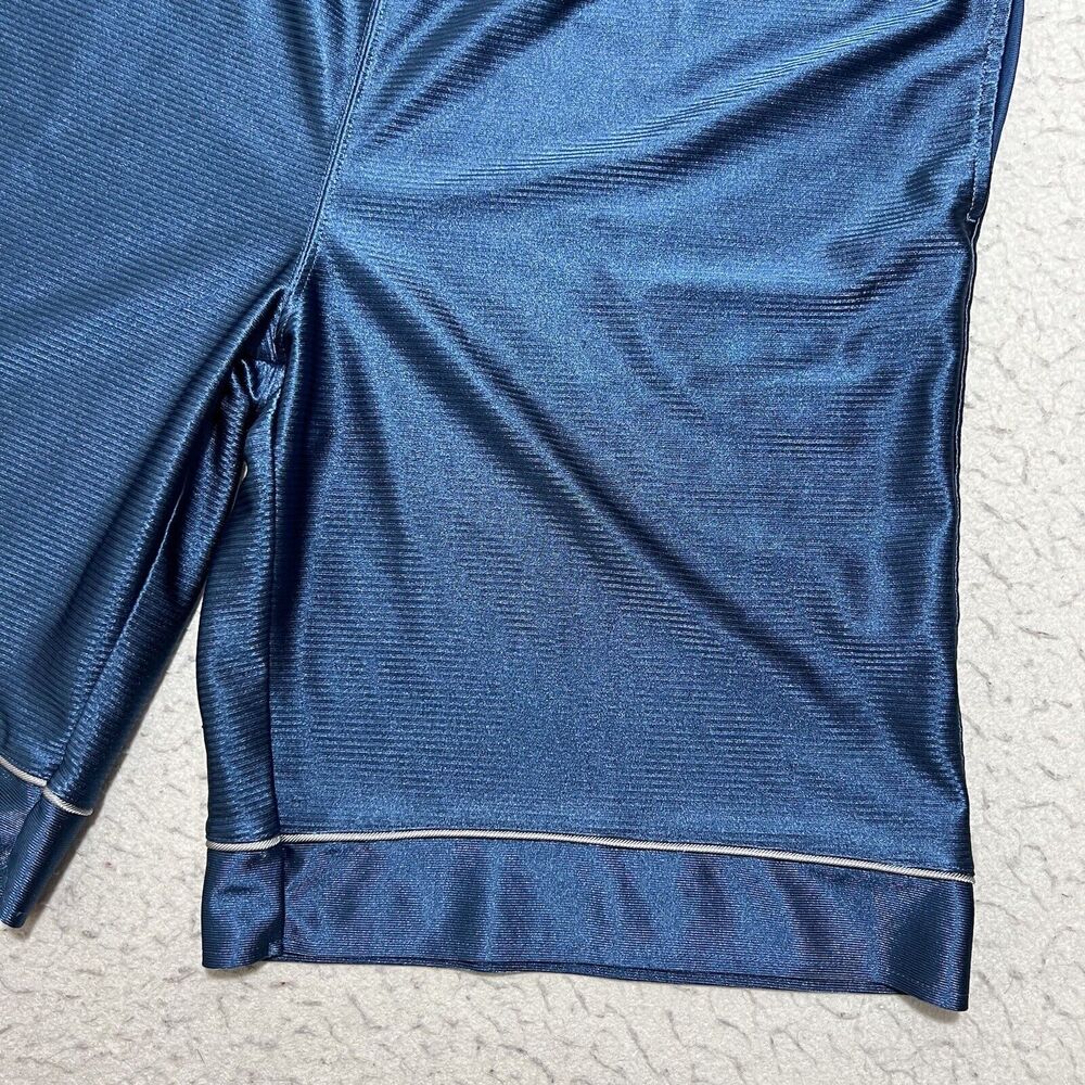 Tek Gear Men's Medium Shiny Silky Athletic Drawstring Blue Shorts 10" Inseam - Picture 4 of 10